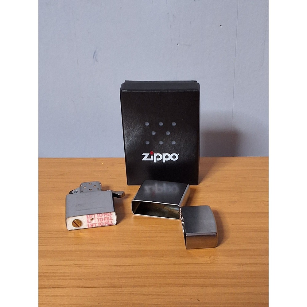 New Zippo Lighter, Brushed Chrome With Box. Never Used